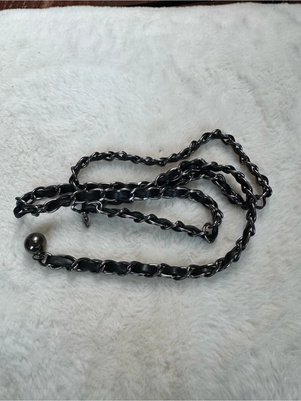 Black Gunmetal Woven Chain Belt Adjustable Waist Hip Belt